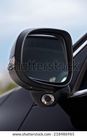 Modern car mirror with blind spot camera