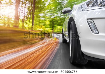 Car fast driving in a curve