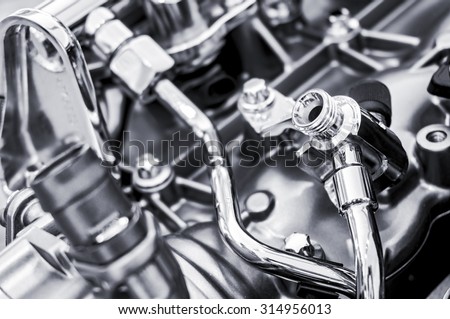 Close up shot of car engine