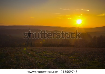 Hunting pulpit in Poland, sunset