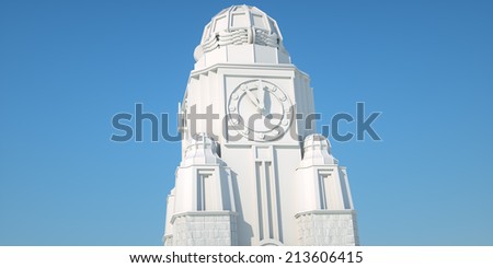 The layout of the clock tower, front view, 3d render