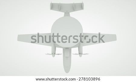 The military airplane, top view, 3 d render