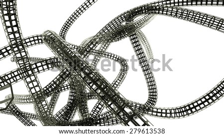 Abstract black shapes on a white background, 3 d render