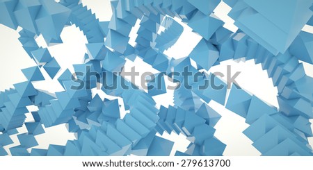 Abstract blue shapes on a white background, 3 d render