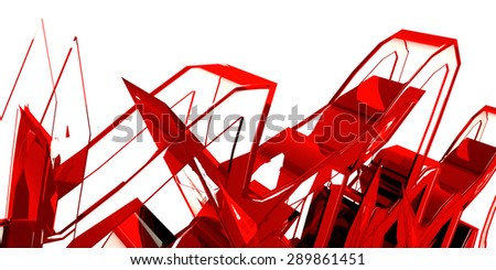 Abstract background with glossy red sculpture, 3 d render