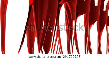 Abstract background with glossy red sculpture, 3 d render