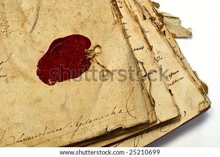 manuscript with sealing wax  stamp