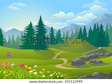 Path across a vegetative, serene and green forest