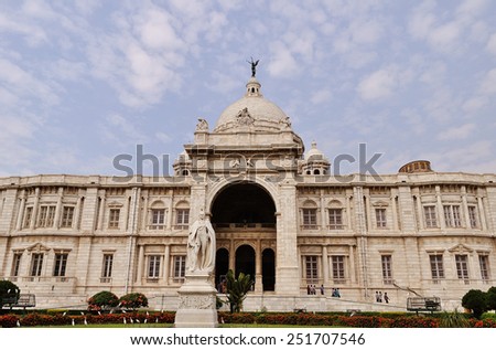 KOLKATA, INDIA - OCTOBER 25: View of  Victoria Memorial Hall on October 25, 2014 in Kolkata, India.