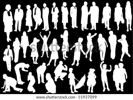 black and white pictures of people. stock vector : Black and white