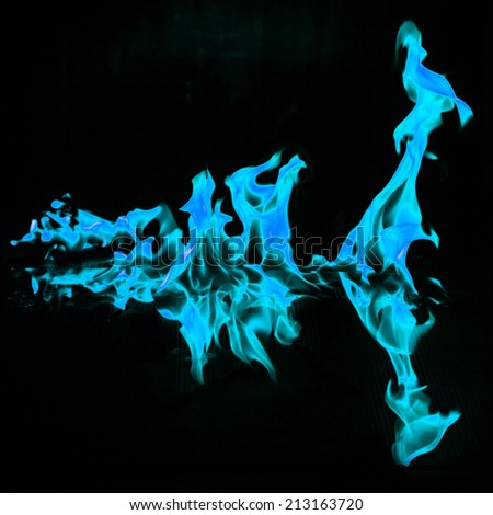 Blue fire light smoke abstract background.