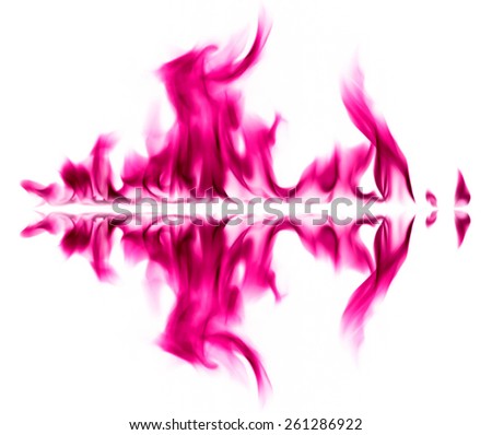 Pink fire light smoke abstract shapes on white background