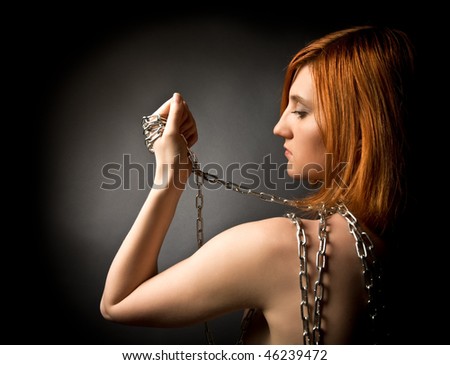 Woman with chain in her hand