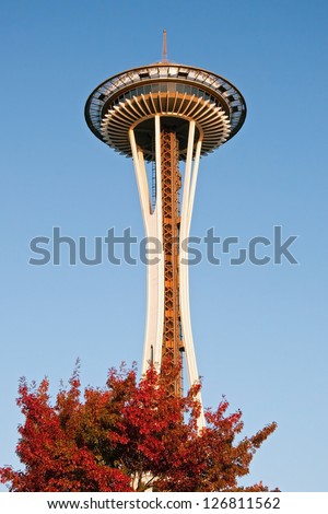 SEATTLE - OCTOBER 26, : Space Needle in Seattle on October 26, 2011 in Seattle, USA. The Space Needle was built in 1962 and is a symbol of that year\'s World\'s Fair.