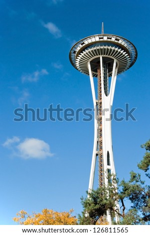 SEATTLE - OCTOBER 26, : Space Needle in Seattle on October 26, 2011 in Seattle, USA. The Space Needle was built in 1962 and is a symbol of that year\'s World\'s Fair.