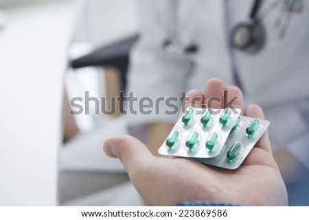 Patients receiving the medicine from the doctor