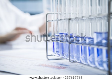 Test tube rack on the laboratory desk