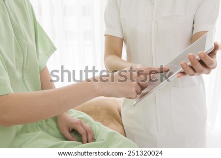 The woman receiving counseling at obstetrics and gynecology