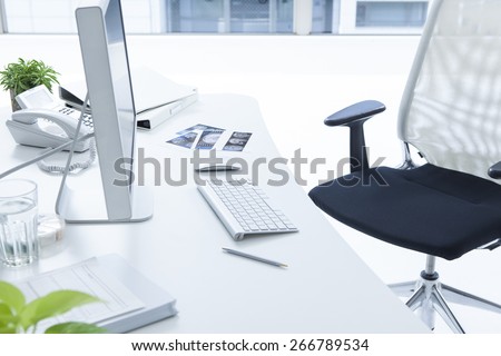 Doctor's desk in evening with no person