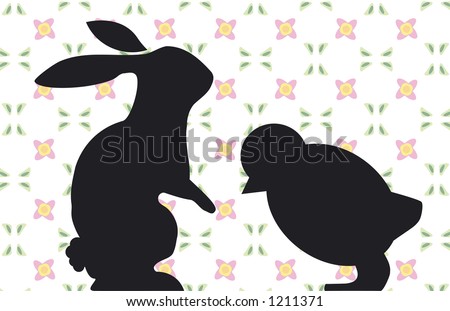 easter bunnies and chicks. stock vector : Easter Bunny