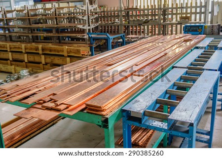 Copper busbar in factory of Electrical switchboard manufacture