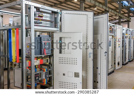 21 June 2015 in Hanoi Vietnam, Branch ABB electric circuit breakers in a electrical switchboard