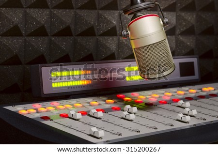 microphone and audio console radio studio