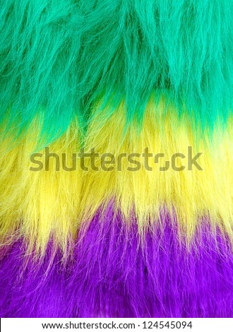 Green, Yellow And Purple Mardi Gras Colored Fur For Background
