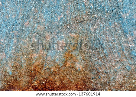Abstract Fine Art Macro Photograph Of Rusting Painted Metal Wall Depicting The Universe.