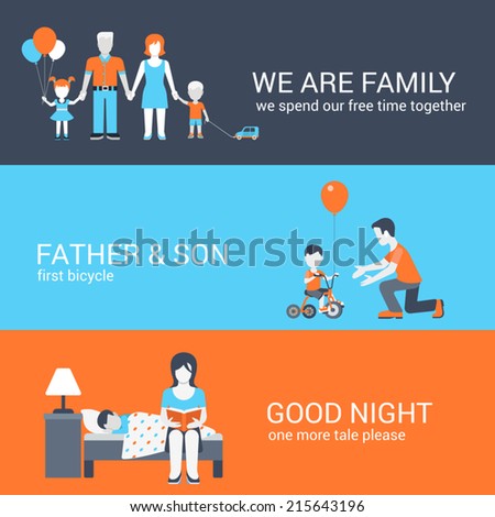 Family parenting children kids people concept flat icons set of parents mother father girl boy son daughter and vector web illustration website click infographics elements