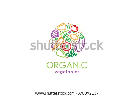Healthy Organic eco vegetarian food Logo design vector template.
Ecology Health eco Organic Logo fresh from farm vegetables Logotype concept icon.