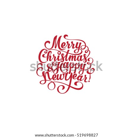 Merry Christmas and Happy New Year vector text Calligraphic Lettering design card.\
Creative typography for Holiday Greeting Gift Poster. Calligraphy Font style Banner