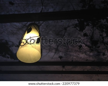 Light lamp in the dark ceiling