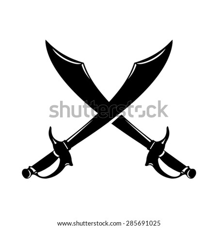 A Vector Illustration Of Crossed Scimitars. Crossed Swords Icon 