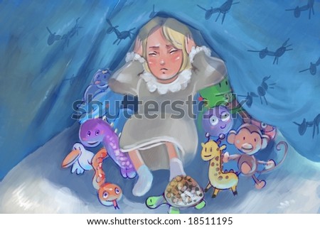 hiding from closet monster (search the word nikos for more) - stock photo