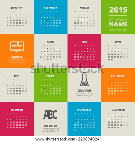 Calendar 2015 vector template week starts sunday Calendar 2015 vector template week starts sunday