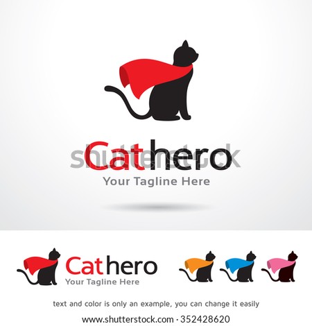 Cat Hero Logo Template Design Vector