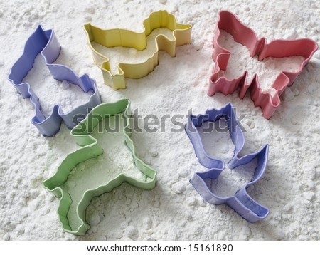 Colorful pastry cutters.