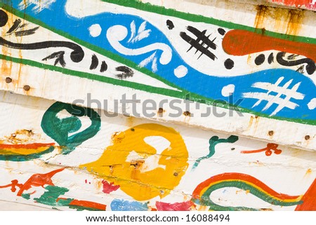 Traditionally painted fishing boat in Africa
