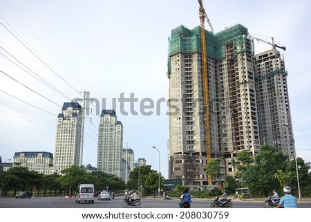 HA NOI, VIET NAM - JULY 13, 2014: Construction of the new building in Hanoi, Vietnam