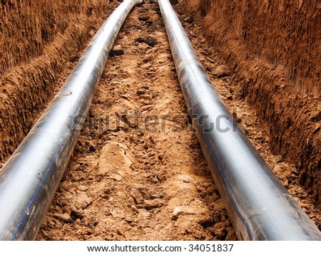 The pipeline for water in the course of building