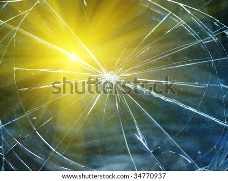 Glass the broken automobile