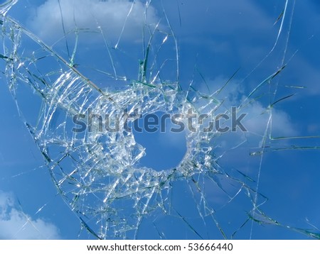 Glass  broken  automobile  cracks  hole