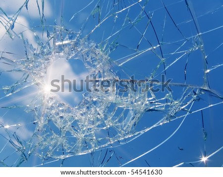 Glass  broken  automobile  sun