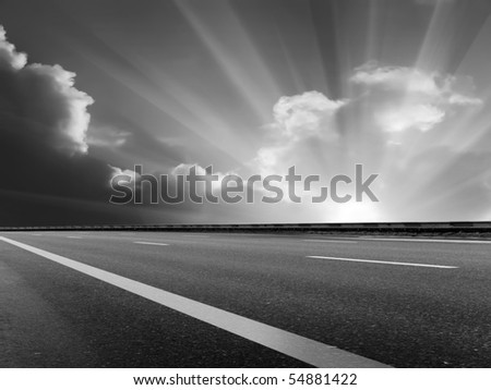 Sun  sky  clouds  road
