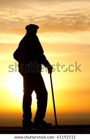Sunrise  dawn   old  man   silhouette