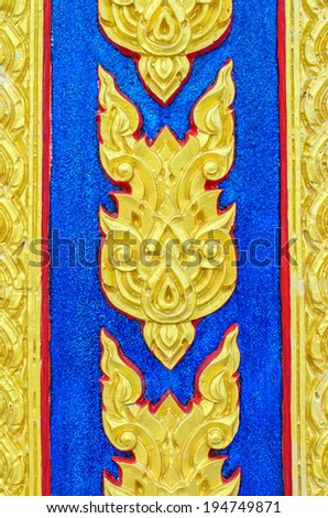 Thai buddha art with gold and blue color