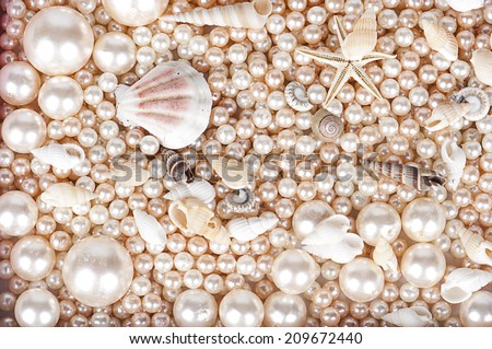 the background of pearls and sea shells