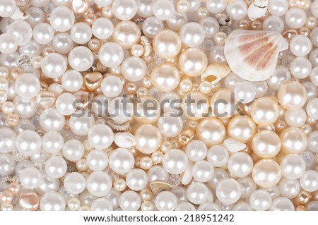 background of pearl sea shells and crystals