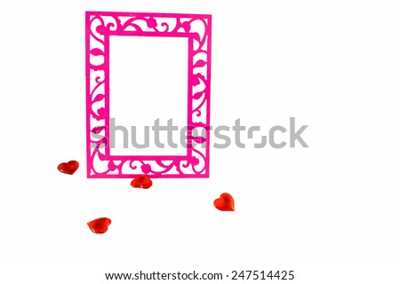 Pink Frame heart on white isolate background
